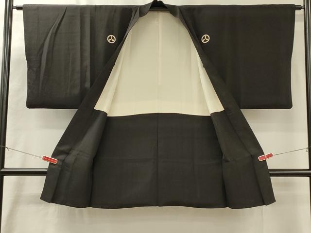 平和屋着物#男性 長羽織 黒紋付き 正絹 逸品 CABM0001in