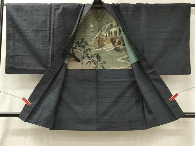 平和屋着物#男性 羽織 紬地 格子 正絹 逸品 CABM0011in