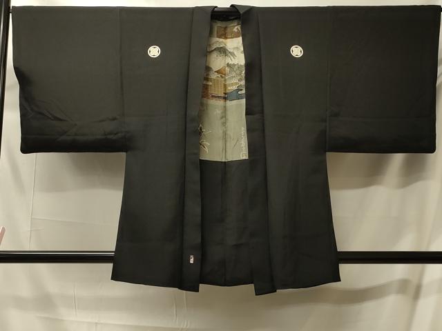 平和屋着物#男性 羽織 黒紋付き 正絹 逸品 未使用 CABM0014in