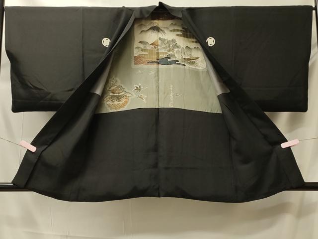 平和屋着物#男性 羽織 黒紋付き 正絹 逸品 未使用 CABM0014in