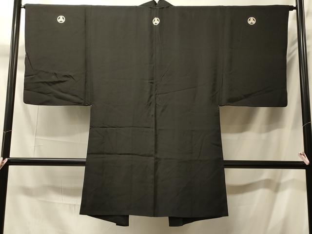 平和屋着物#男性 長羽織 黒紋付き 正絹 逸品 CABM0015in