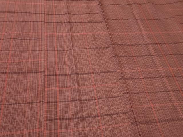 平和屋着物#道行コート 雨コート 単衣 格子 ロング丈 正絹 逸品 CABM0027in