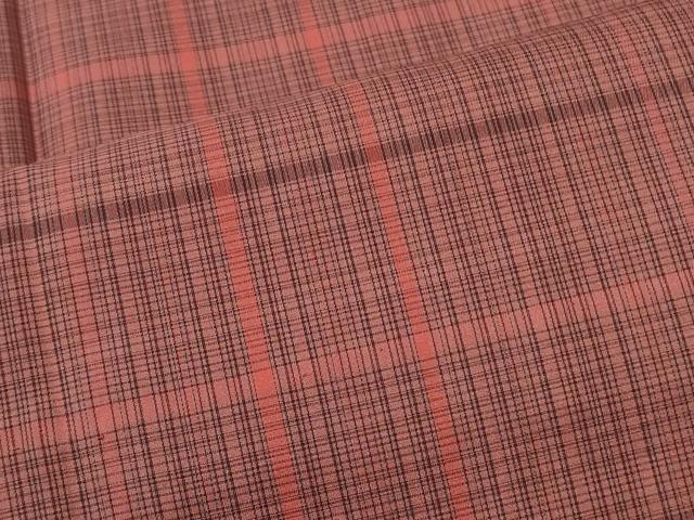 平和屋着物#道行コート 雨コート 単衣 格子 ロング丈 正絹 逸品 CABM0027in