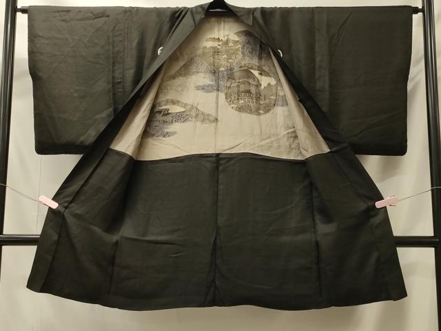 平和屋着物#男性 羽織 黒紋付き 正絹 逸品 CABM0036in