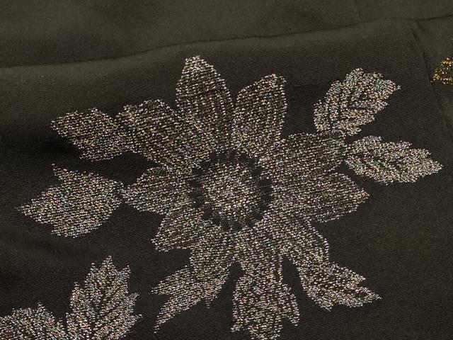 平和屋着物#羽織 寿光織 草花文 黒地 金銀糸 正絹 逸品 CABM0043in