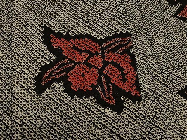 平和屋着物#羽織 総絞り 草花文 黒地 正絹 逸品 未使用 CABM0084in