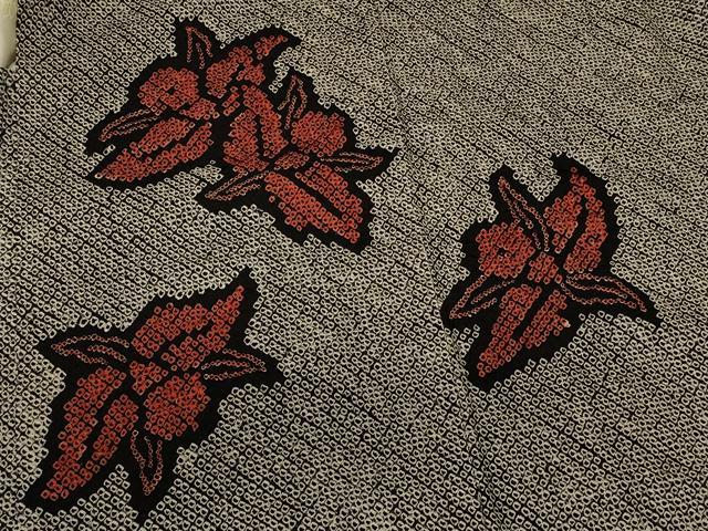 平和屋着物#羽織 総絞り 草花文 黒地 正絹 逸品 未使用 CABM0084in