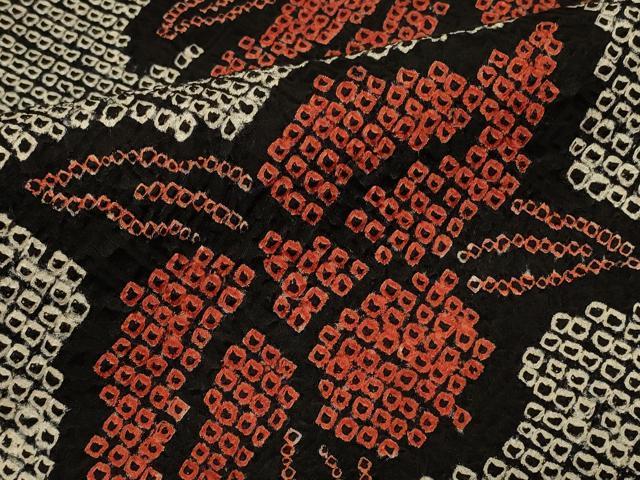 平和屋着物#羽織 総絞り 草花文 黒地 正絹 逸品 未使用 CABM0084in