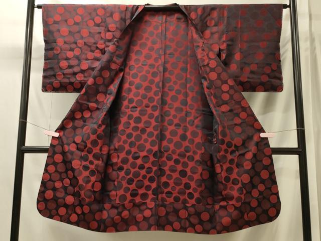 平和屋着物#道行コート 雨コート 単衣 水玉 ロング丈 正絹 逸品 CABM0113in