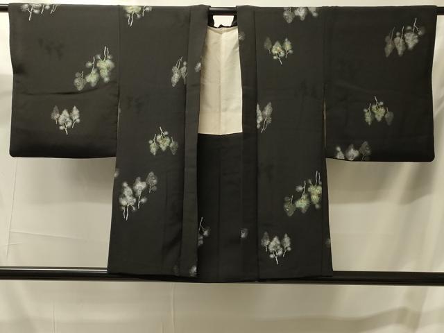 平和屋着物#羽織 寿光織 草木文 黒地 金銀糸 正絹 逸品 CABM0116in
