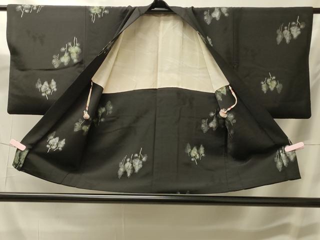 平和屋着物#羽織 寿光織 草木文 黒地 金銀糸 正絹 逸品 CABM0116in