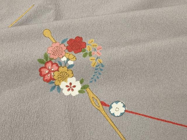 平和屋着物#道中着 単衣 簪花文 ロング丈 正絹 逸品 CABM0119in