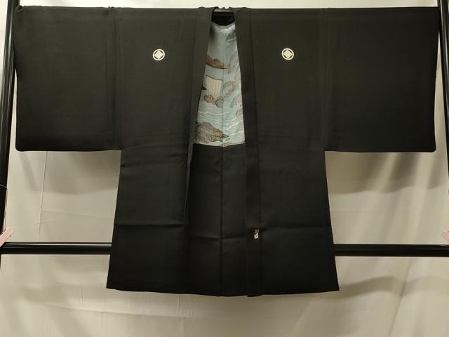 平和屋着物#男性 羽織 黒紋付き 正絹 逸品 CABM0125in