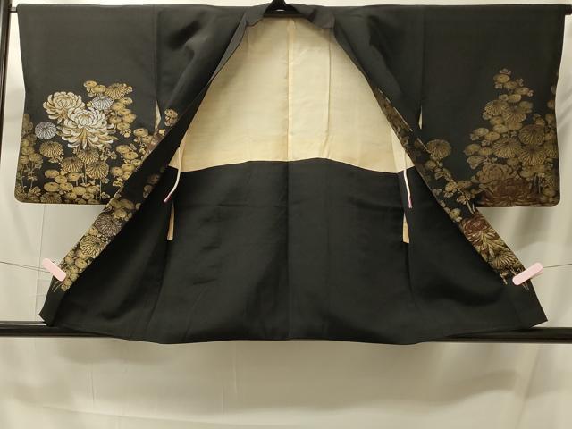 平和屋着物#羽織 寿光織 菊づくし 黒地 金銀糸 正絹 逸品 CABM0129in