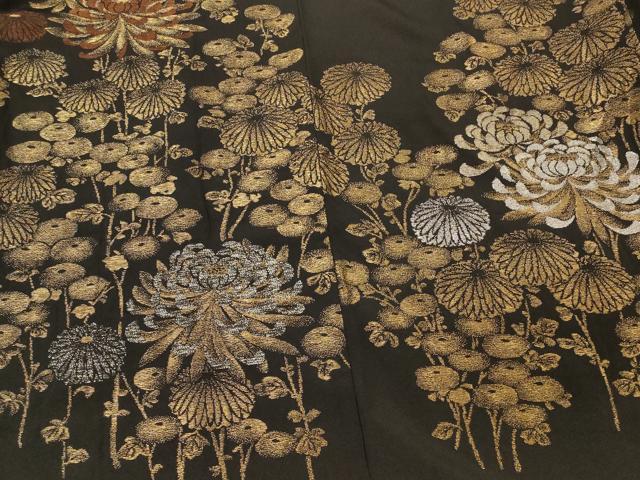 平和屋着物#羽織 寿光織 菊づくし 黒地 金銀糸 正絹 逸品 CABM0129in