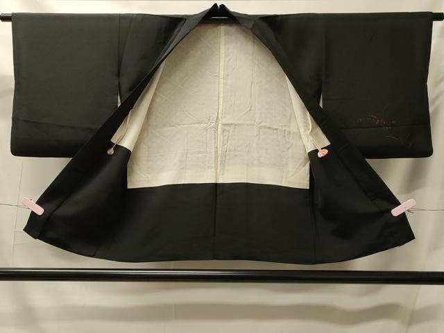 平和屋着物#羽織 草花文 黒地 正絹 逸品 CABM0136in
