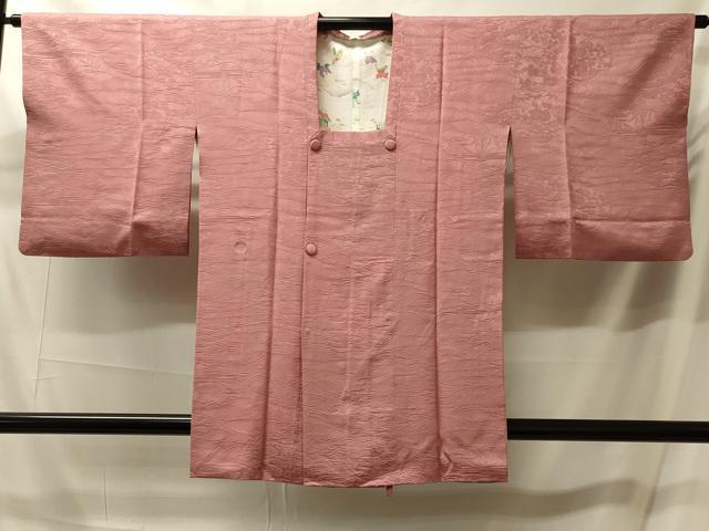 平和屋着物#道行コート 色無地 雲取り流水花地紋 宍色 正絹 逸品 CABM0146in