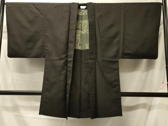 平和屋着物#男性 長羽織 黒地 正絹 逸品 CABM0156in