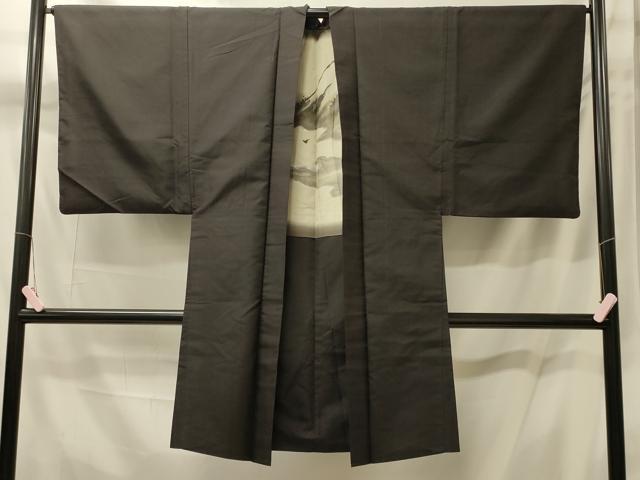 平和屋着物#男性 長羽織 黒紋付き 正絹 逸品 CABM0162in