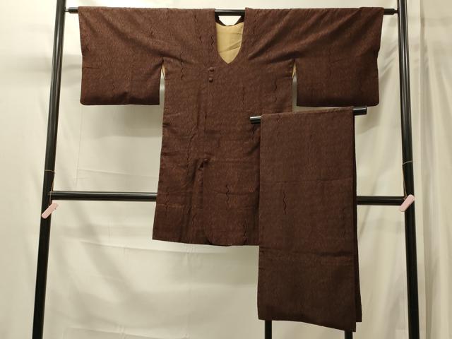 平和屋着物#道行コート 輪奈ビロード 流水文 ショール付き ロング丈 正絹 逸品 CABM0185in
