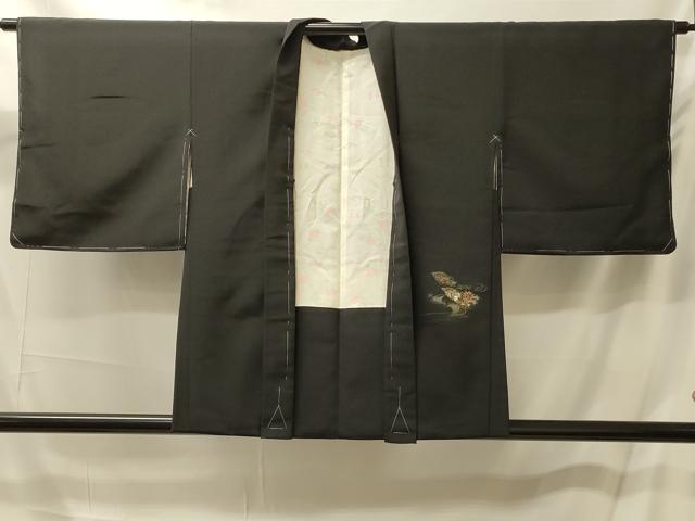 平和屋着物#羽織 寿光織 破れ色紙花文 黒地 金糸 正絹 逸品 未使用 CABM0210in