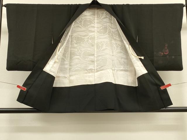 平和屋着物#羽織 枝花文 黒地 正絹 逸品 CABM0224in