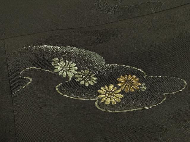 平和屋着物#羽織 寿光織 雲取り菊文 黒地 金銀糸 正絹 逸品 CABM0229in