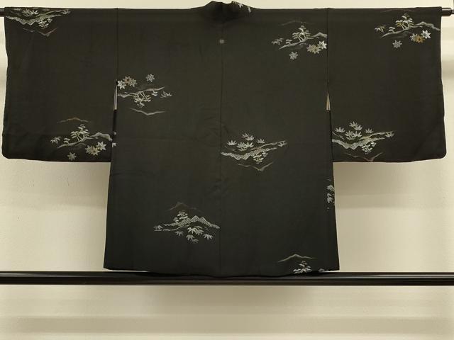平和屋着物#羽織 寿光織 遠山風景文 黒地 金銀糸 正絹 逸品 CABM0230in