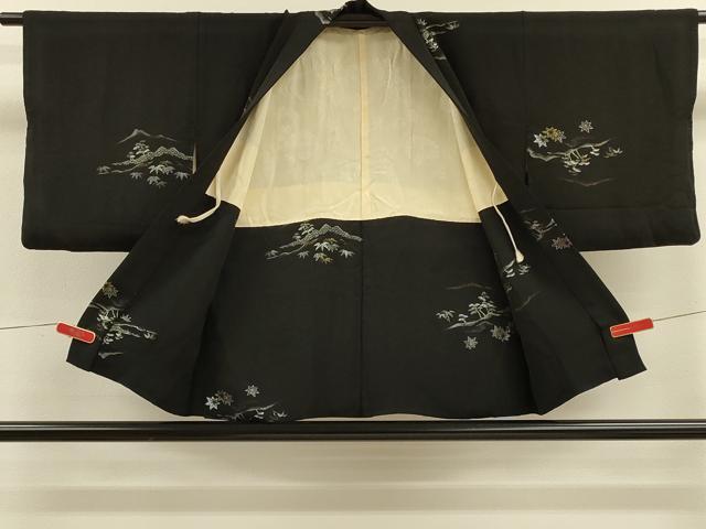 平和屋着物#羽織 寿光織 遠山風景文 黒地 金銀糸 正絹 逸品 CABM0230in