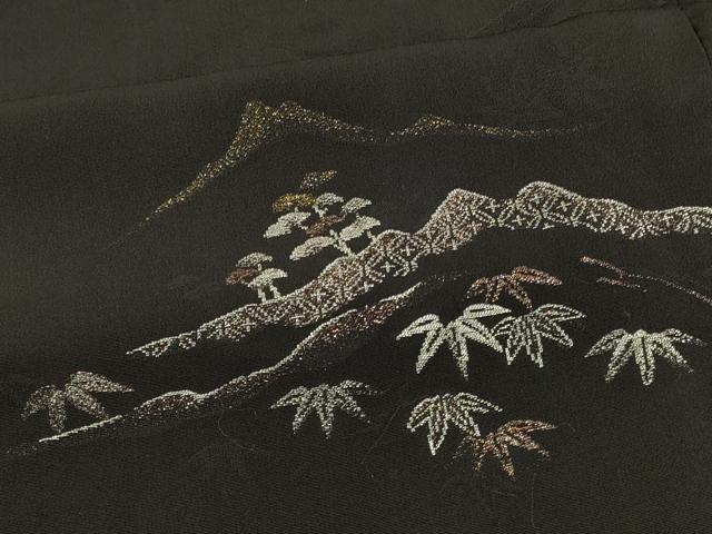 平和屋着物#羽織 寿光織 遠山風景文 黒地 金銀糸 正絹 逸品 CABM0230in