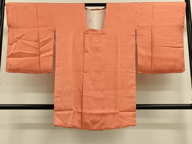 平和屋着物#道行コート 色無地 流水片輪車地紋 東雲色 ロング丈 正絹 逸品 未使用 CABM0231in