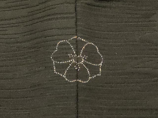 平和屋着物#羽織 寿光織 草葉文 黒地 金銀糸 正絹 逸品 CABM0236in