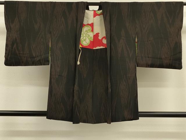 平和屋着物#羽織 杢目文様 黒地 正絹 逸品 CABM0239in