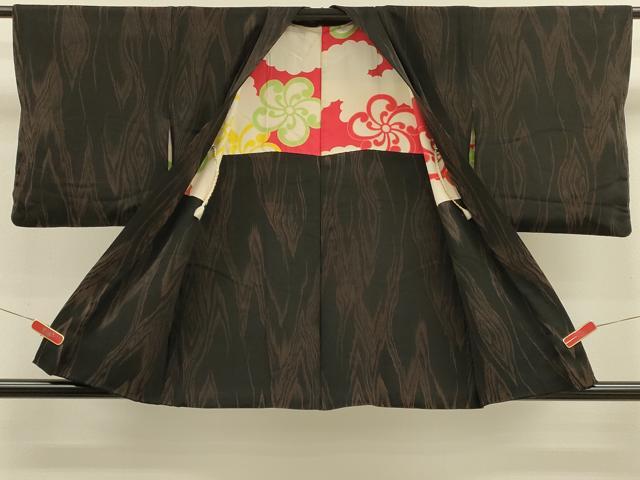 平和屋着物#羽織 杢目文様 黒地 正絹 逸品 CABM0239in
