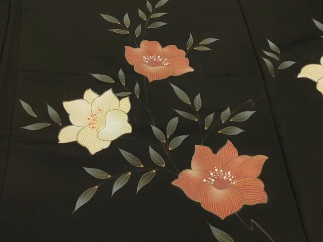 平和屋着物#羽織 草花文 黒地 正絹 逸品 CABM0260in