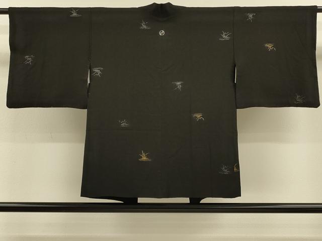 平和屋着物#羽織 寿光織 草木文 黒地 金銀糸 正絹 逸品 CABM0261in