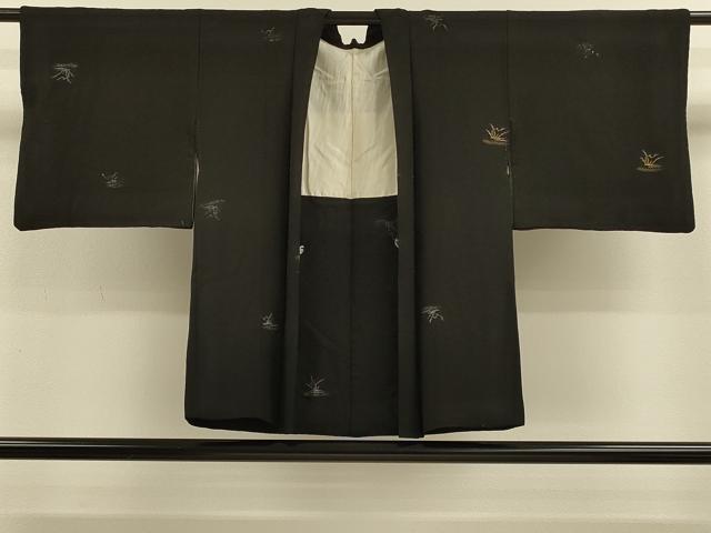平和屋着物#羽織 寿光織 草木文 黒地 金銀糸 正絹 逸品 CABM0261in