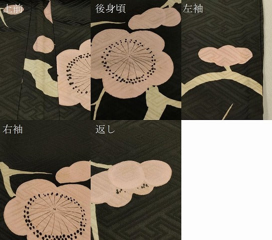 平和屋着物#羽織 枝梅文 黒地 正絹 逸品 CABM0269in