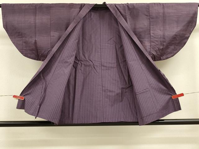 平和屋着物#和装コート リバーシブル 作家物 紬地 横段文 共箱付き 正絹 逸品 CABM0284in