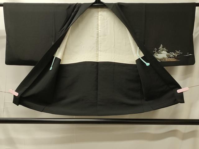平和屋着物#羽織 寿光織 人物風景文 黒地 金糸 正絹 逸品 CABM0305in