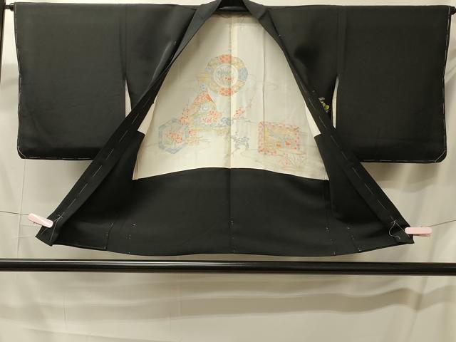 平和屋着物#羽織 草花文 黒地 正絹 逸品 未使用 CABM0310in