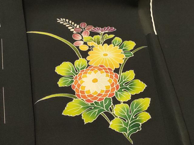 平和屋着物#羽織 草花文 黒地 正絹 逸品 未使用 CABM0310in