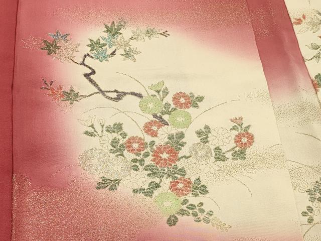 平和屋着物#羽織 寿光織 花車文 暈し染め 金銀糸 正絹 逸品 CABM0311in