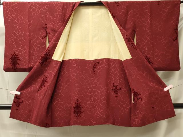 平和屋着物#道行コート 輪奈ビロード 飾花文 ロング丈 正絹 逸品 CABM0316in