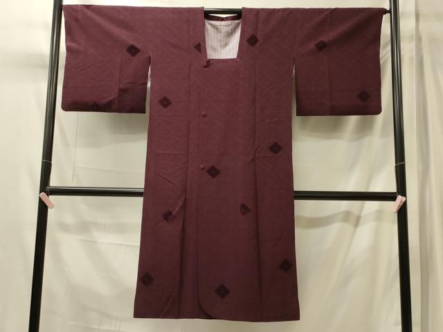 平和屋着物#道行コート 輪奈ビロード 菱文 ロング丈 正絹 逸品 CABM0319in