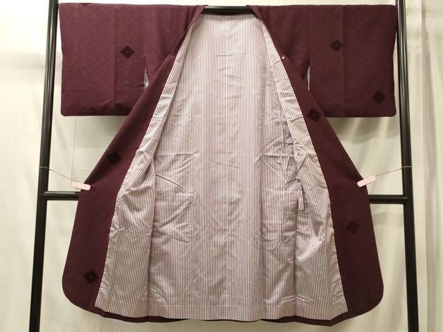 平和屋着物#道行コート 輪奈ビロード 菱文 ロング丈 正絹 逸品 CABM0319in