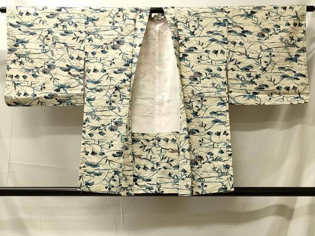 平和屋着物#羽織 ろうけつ染め 草花文 正絹 逸品 未使用 CABM0348in