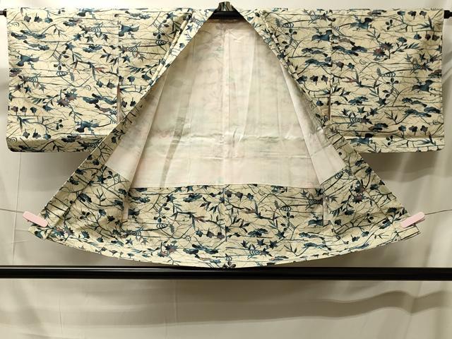 平和屋着物#羽織 ろうけつ染め 草花文 正絹 逸品 未使用 CABM0348in