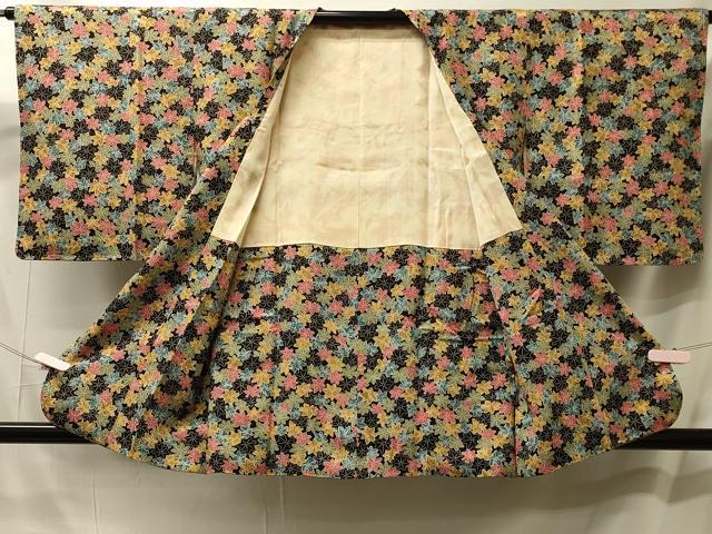 平和屋着物#道行コート 楓づくし 黒地 正絹 逸品 未使用 CABM0358in