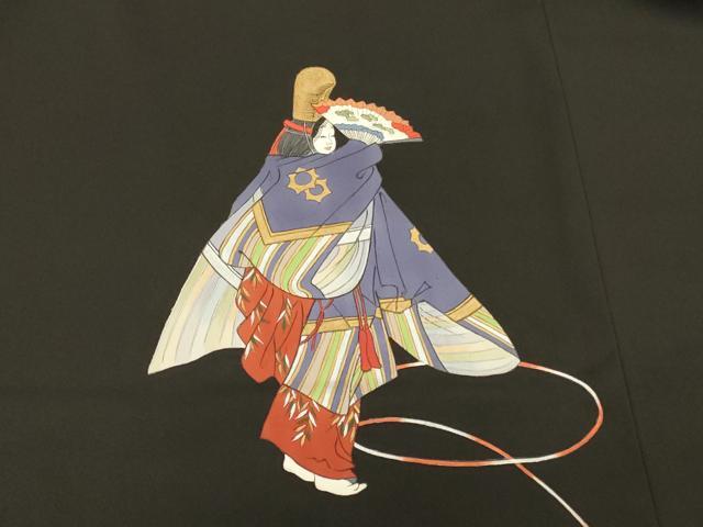 平和屋着物#羽織 手描き 能 黒地 金彩 正絹 逸品 未使用 CABM0382in